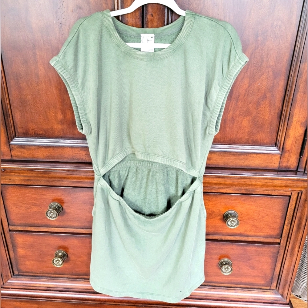 Aerie Offline Olive Green Cutout Dress Women's Large Nwot